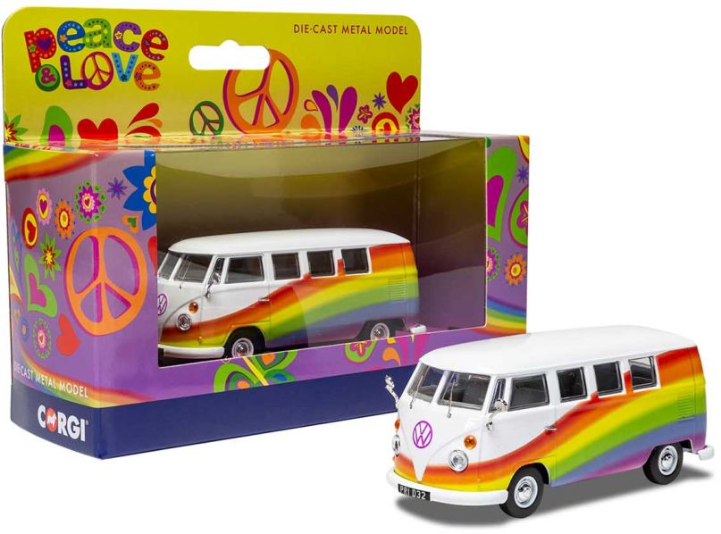 Corgi VW Campervan 'Peace Love Wishes' – Diecast 9cm – CC02731 – Occasion